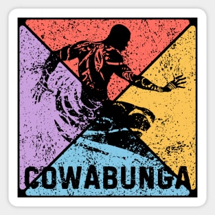 Cowabunga Surfing Vintage Pop Art – 80s Beach Vibes Sticker